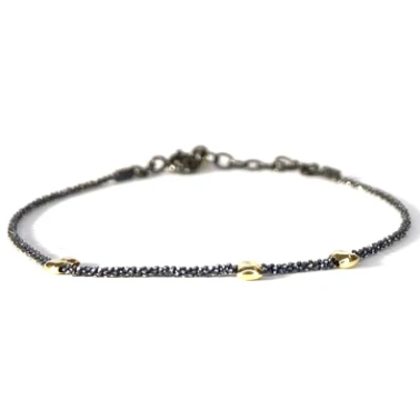 Bracelet argent noir diamanté
