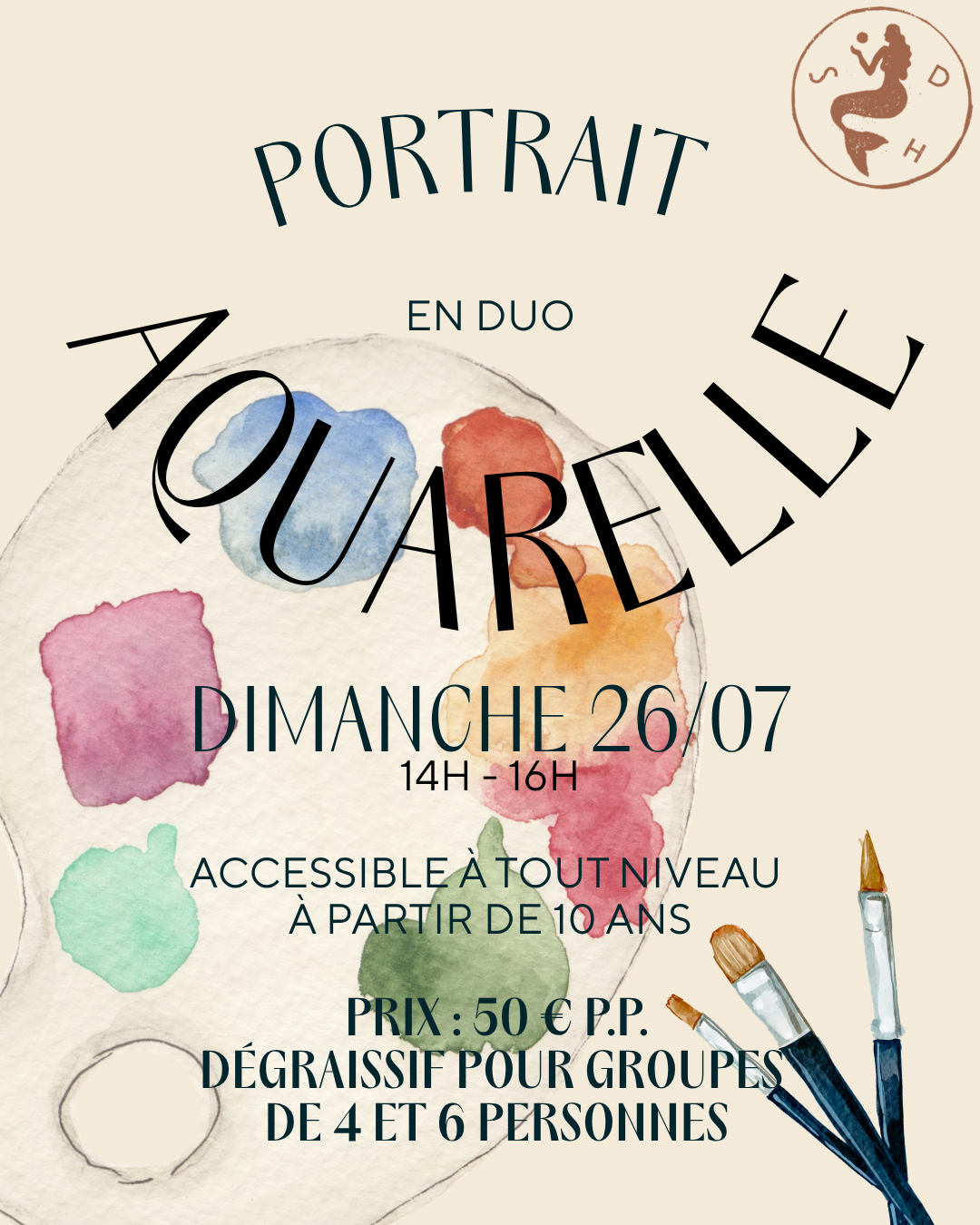 Atelier portrait Aquarelle- le 26/07 à 14h