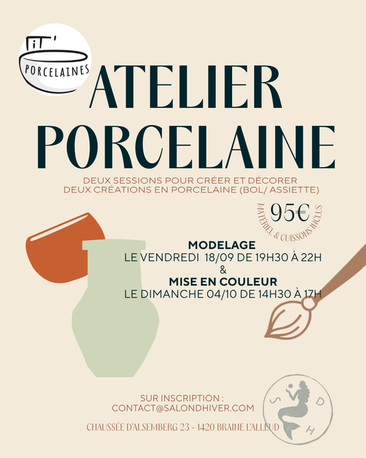 Atelier porcelaine les 18/09 et 04/10