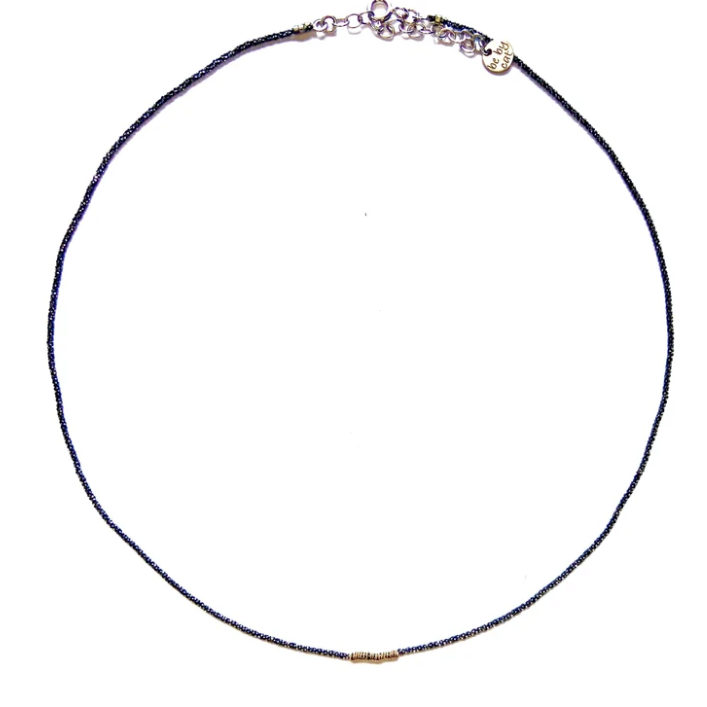 Collier ras de cou argent noir diamanté