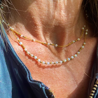 Collier perle et pyrite