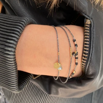 Bracelet argent noir diamanté