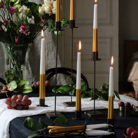 Grande bougie Or&Blanc