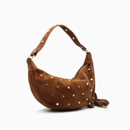 Sac demi lune clouté en suédine