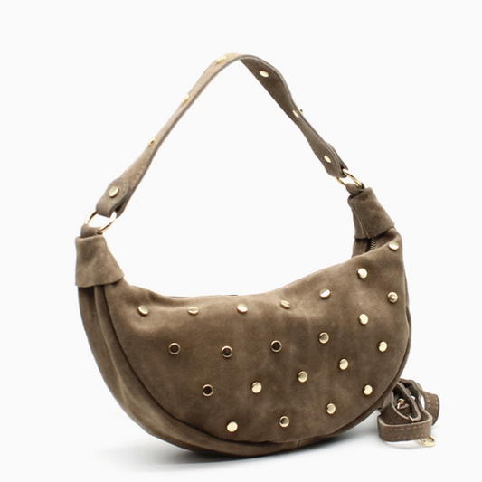 Sac demi lune clouté en suédine