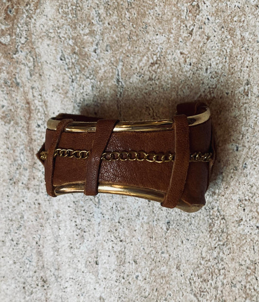 Bracelet bangle cuir clair